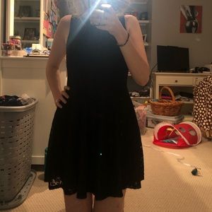 Juniors Black Lace Sparkle Formal Midi Dress